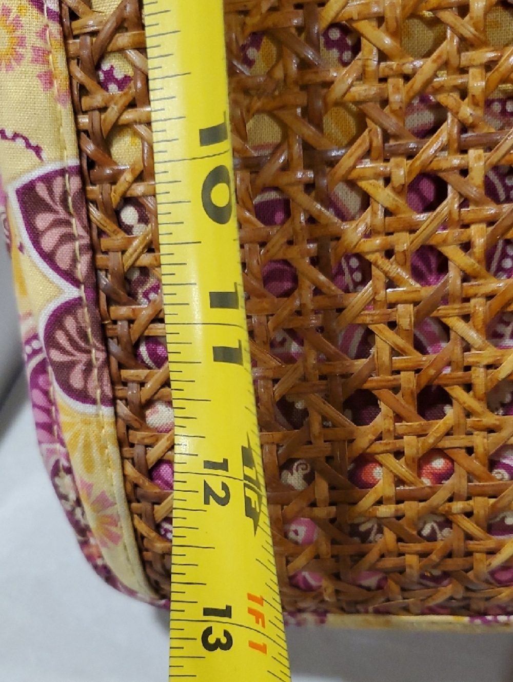 Vera Bradley Woven Rattan Tote with Pink & Yellow Paisley Trim - Picture 13 of 16